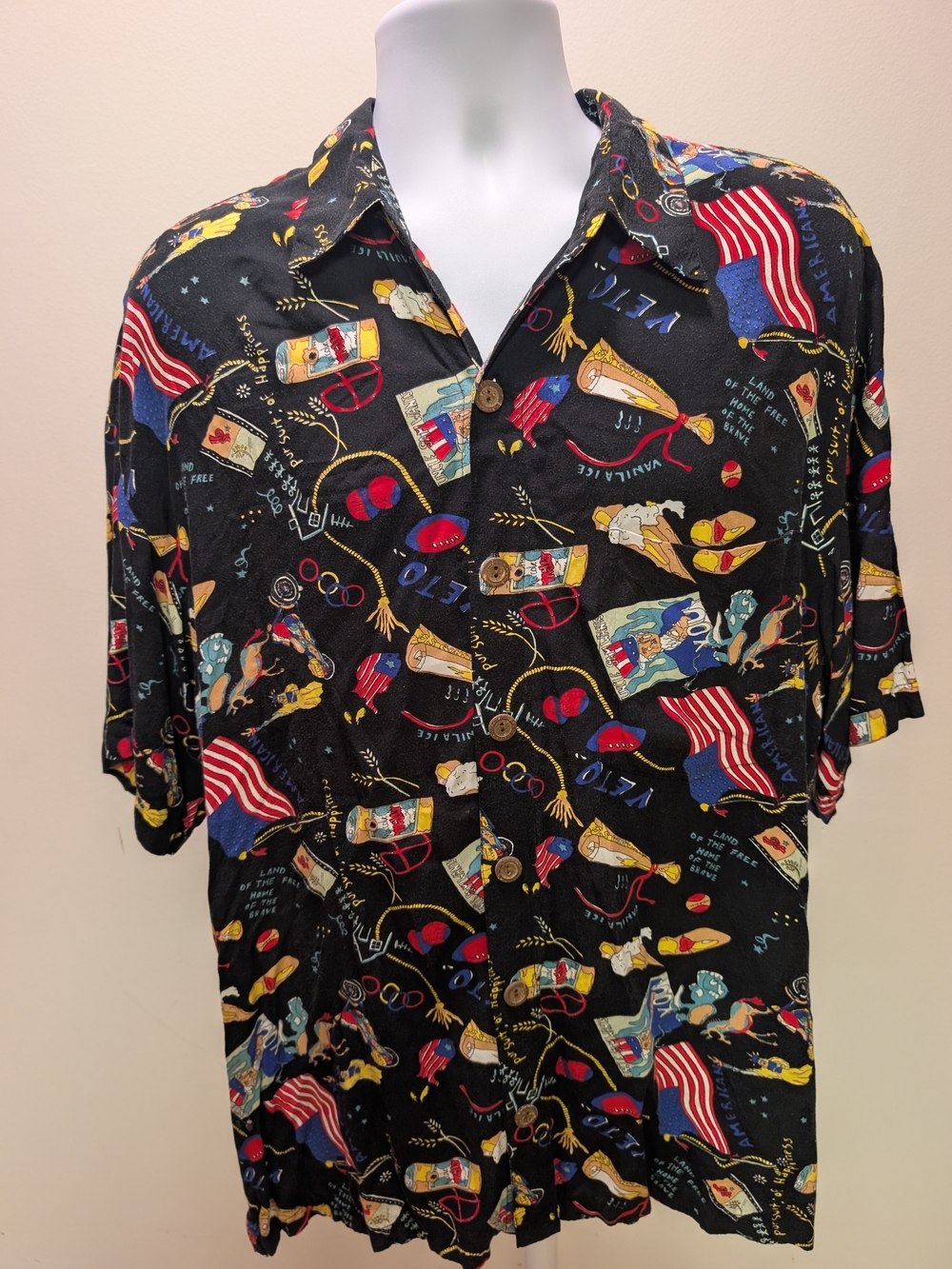 Vintage Pineapple Moon Handmade 100% Rayon Novelty Shirt — Men's Large